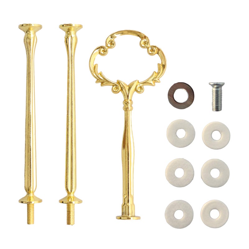 Happy Will 3 Tier 14" Heavy Metal Cake Stand Holder Fruit Plate Stand Fitting Hardware Rod with Stylus (Golden_Sun Flower) - Image 1